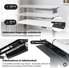 Elektromos íróasztal magasságállítással ergonomikus antracit-fehér, 1400x700 mm: ARIA