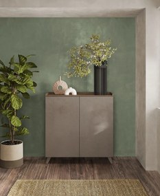 TRAY Szürke - Mercure tölgy magas Komód 2 ajtós 121 cm