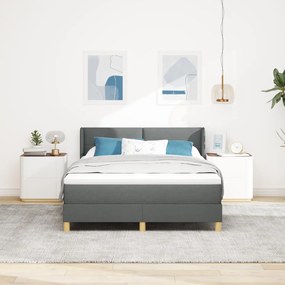 Boxspring ágy matraccal sötétszürkében, 140 x 190 cm, szövet