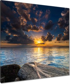 Vászonkép 90x90 Sziklák Tenger Naplemente