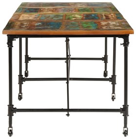 tömör újrahasznosított fa étkezőasztal 220 x 90 x 77 cm