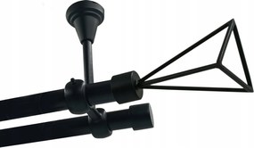 Dupla függönykarnis Mennyezeti Fém 19+19mm Fekete 120cm Geometric Kerekek Nélkül