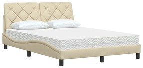 krém szövet ágy matraccal 140x190 cm