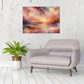 Üveg kép - Festett alkonyat (70x50 cm)