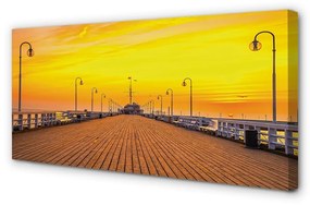 Canvas képek Gdańsk Pier tenger naplemente 125x50 cm