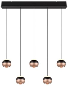 Fekete-rézszínű LED függőlámpa fém búrával Orbit – Trio Select