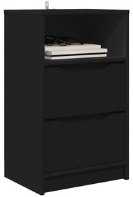 vidaXL Éjjeli asztal fiókkal Fekete 40 x 30 x 467 cm Faanyag