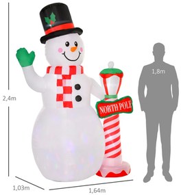 Önfelfújó hóember LED világítással, felfújóval, 240cm magas