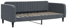 sötétszürke kihúzható bársony heverő 90 x 200 cm