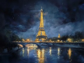 Vászonkép Canvas Párizs Franciaország Eiffel-torony Szajna Éjszaka Kilátás 100x75