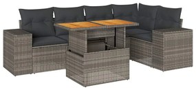 6 részes szürke polyrattan kerti ülőgarnitúra párnákkal