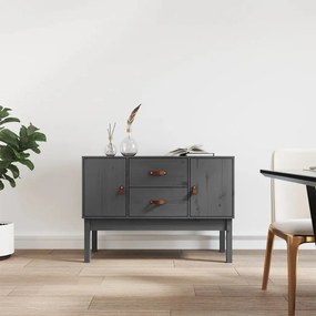 szürke tömör fenyőfa tálalószekrény 110 x 40 x 78 cm