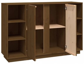 mézbarna tömör fenyőfa tálalószekrény 120x35x80 cm