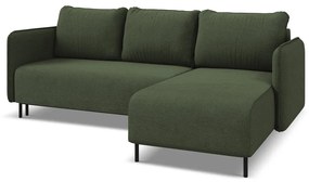 Zöld kinyitható-tárolóhelyes sarokkanapé (jobb oldali) Luana – Makamii