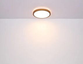 Globo 41764-24 Mennyezeti lámpa, matt fekete fém, barna fa, akril fehér, lépcsős kapcsoló, 3000-4500-6000K kapcsoló a terméken, ø: 437mm, M: 110mm, inkl.LED 24W 230V,1000lm, CCT 3000/4500/6000K