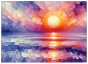 Üveg kép - Színes művészi naplemente (70x50 cm)