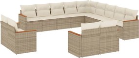 vidaXL 13 részes bézs polyrattan kerti ülőgarnitúra párnákkal