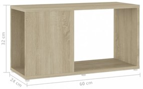 sonoma-tölgyszínű szerelt fa TV-szekrény 60 x 24 x 32 cm