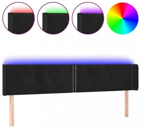 fekete bársony LED-es fejtámla 163 x 16 x 78/88 cm