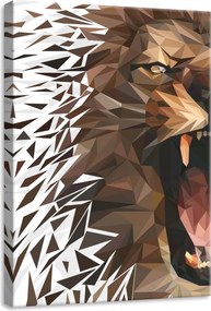 Vászonkép 50x70 Oroszlán agresszió düh poligonális bomlás dinamika erő hatalom