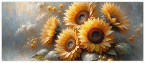 Kép - Napraforgók festménye (120x50 cm)