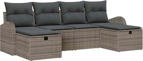 vidaXL Kerti Kanapé Szett párnával tárolóval 6 pcs Szürke polirattan