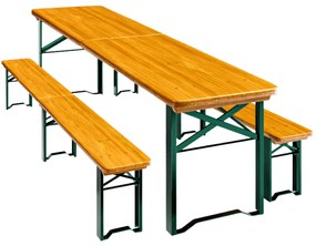 Jurhan MAXI összecsukható sörpad készlet, 220cm, természetes barna