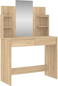 vidaXL sonoma tölgy színű fésülködőasztal tükörrel 96x39x142 cm