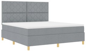 Boxspring ágy matraccal, világosszürke, szuper king, szövet