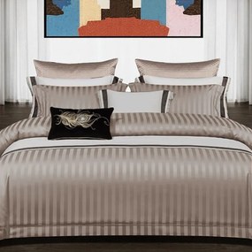 Szatén ágynemű KELLER BROWN GREY 3 részes 140x200 cm