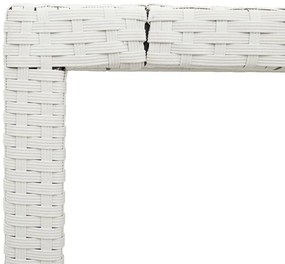 fehér polyrattan üveglapos kerti asztal 150 x 90 x 75 cm