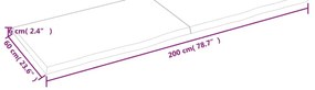 sötétbarna kezelt tömör tölgyfa asztallap 200x60x(2-6) cm