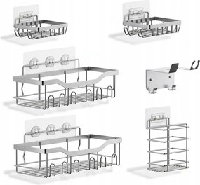 Öntapadós Kosarak Polcok Fürdőszoba Konyha Szett 6DB