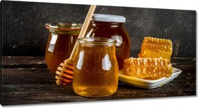 Vászonkép 115x55 Méhészet mézes tégelyek
