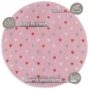 Rózsaszín gyerek szőnyeg ø 100 cm Little Hearts – Hanse Home