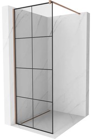 Mexen Kioto zuhanyparaván 90x200 cm 8 mm, profilrózsa arany, üvegfekete minta 1, 800-090-101-60-77