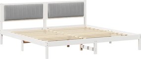 vidaXL Ágykeret fejtámlával Világosszürke 200 x 200 cm Tömör fenyőfa
