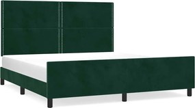 vidaXL sötétzöld bársony ágykeret matrac nélkül 200x200 cm