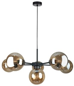 Csillár zsinóron KALIOPE II 6xE14/50W/230V fekete/füstös bézs