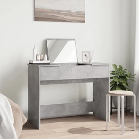 betonszürke fésülködőasztal tükörrel 100x45x76 cm