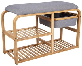 Bench bambusz cipĆtartĂł szĂŒrke ĂŒlĆrĂ©sszel, szĂ©lessĂ©g 70 cm - Leitmotiv