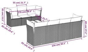 8 részes bézs polyrattan kerti ülőgarnitúra párnával