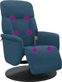 vidaXL kék bársony dönthető masszázsfotel lábtartóval