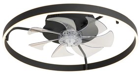 Fekete mennyezeti ventilátor 70 cm LED-vel és távirányítóval - Maddy