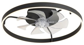 Mennyezeti ventilátor fekete 70 cm fényerőszabályzós LED-del és távirányítóval - Maddy