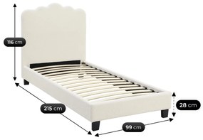 Krém Bouclé Kárpitozott Ágy 90x200 CRATER