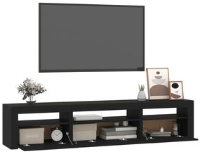 fekete TV-szekrény LED-világítással 195x35x40 cm