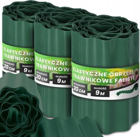 Gyepszegély 20 cm 27 m Kerti Hullámos Paliszád Border Zöld Us-t