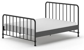 Fekete fém franciaágy ágyráccsal 160x200 cm BRONXX – Vipack