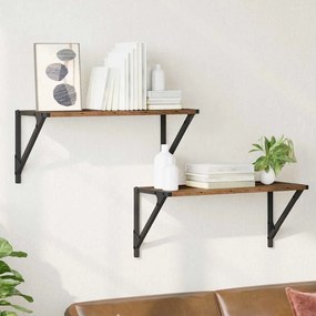 vidaXL Falpolcok polcokkal 2 pcs Öreg fa 60 x 25 x 25,5 cm Faanyag